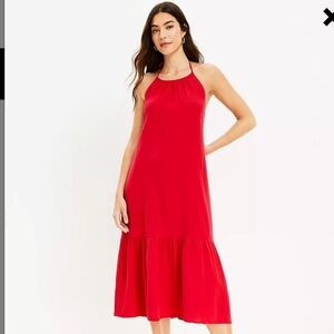 Loft Smocked Cutout Back Halter Midi Dress